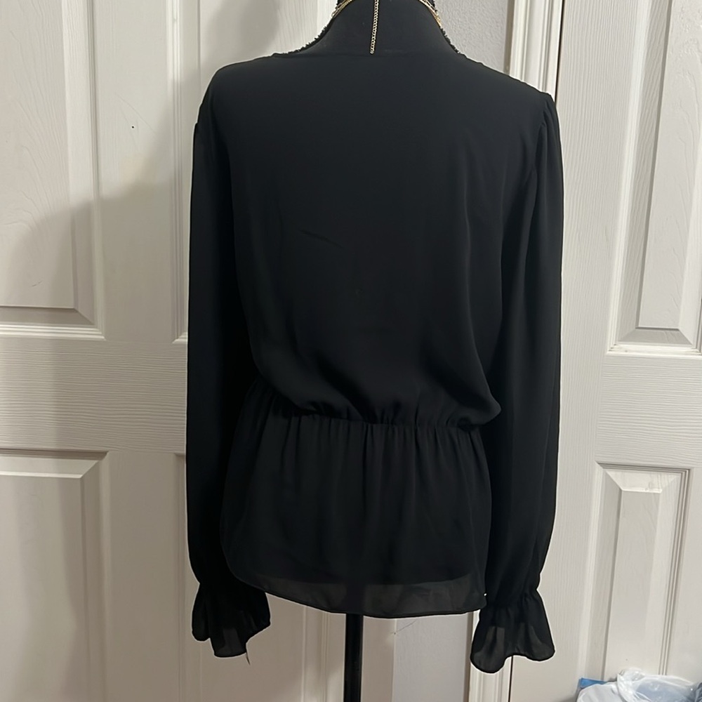 Eloquii Chiffon Tie Front Chiffon Blouse Black Size 20 NWOT - Picture 2 of 11